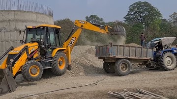 Jcb Backhoe machine loading soil in tractors @roadtrendmachinework