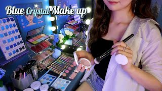 ASMR Blue Crystal Makeup for Evening Party