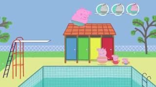 Свинка Пеппа мультик игра на русском.Папа Свин прыгает с трамплина.Peppa pig cartoon gam