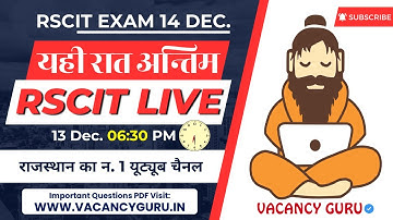 RSCIT Exam Important Questions 2025 RSCIT Live Class 11 RSCIT Computer Course RSCIT Exam 14 DEC 2025