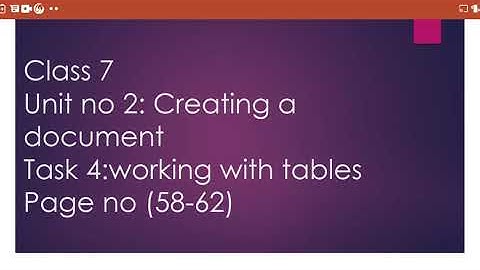 Computer Digital world book 6..Unit No:2﻿ Topic:Task No:4 "Working  with Tables " +  Explanation  of