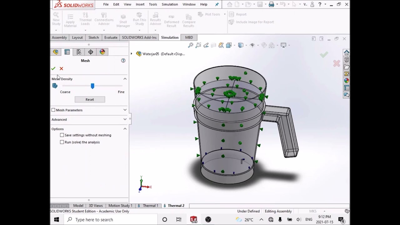 Solidworks Simulation Demo 02 100 Water Heater with Thermostat YouTube