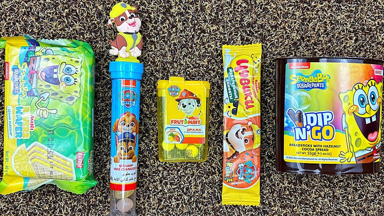 Funny Candy ASMR | Satisfying SpongeBob Video I Surprise Box Sweets and Toys unboxing