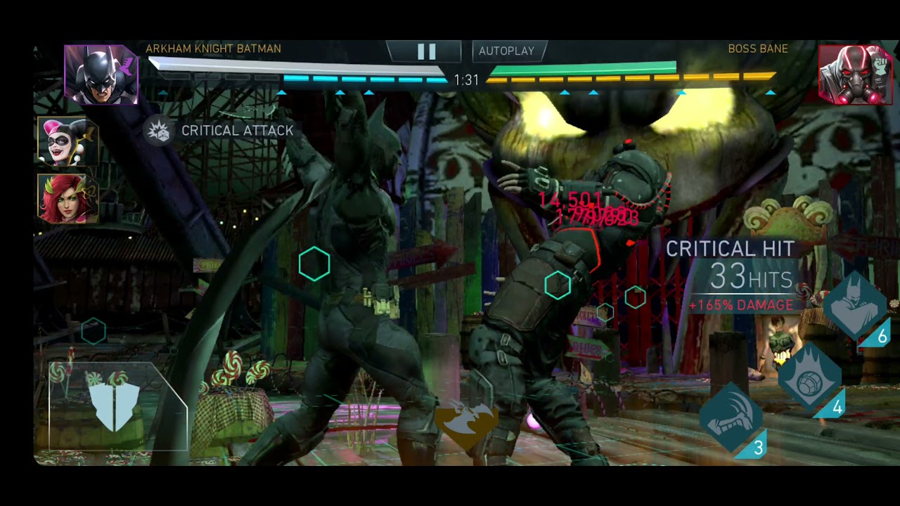 INJ2 Mobile 5star HBHQ with level 3 Thanagarian Mace vs Bane(solo raid)