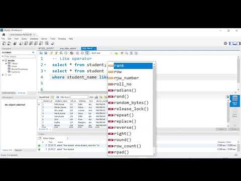 How to use LIKE Operator in MySQL Workbench 8.0.30|| Like Operator in SQL