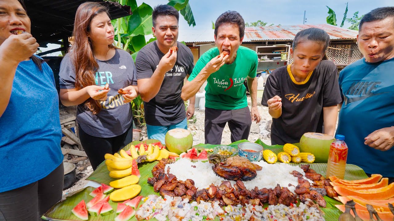 Boodle Fight! VILLAGE FOOD in Philippines - Unforgettable Filipino Food!