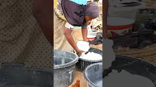 Peeled #cassava is pounded, sieved, and drained to create this staple side dish. #africaneats #fufu