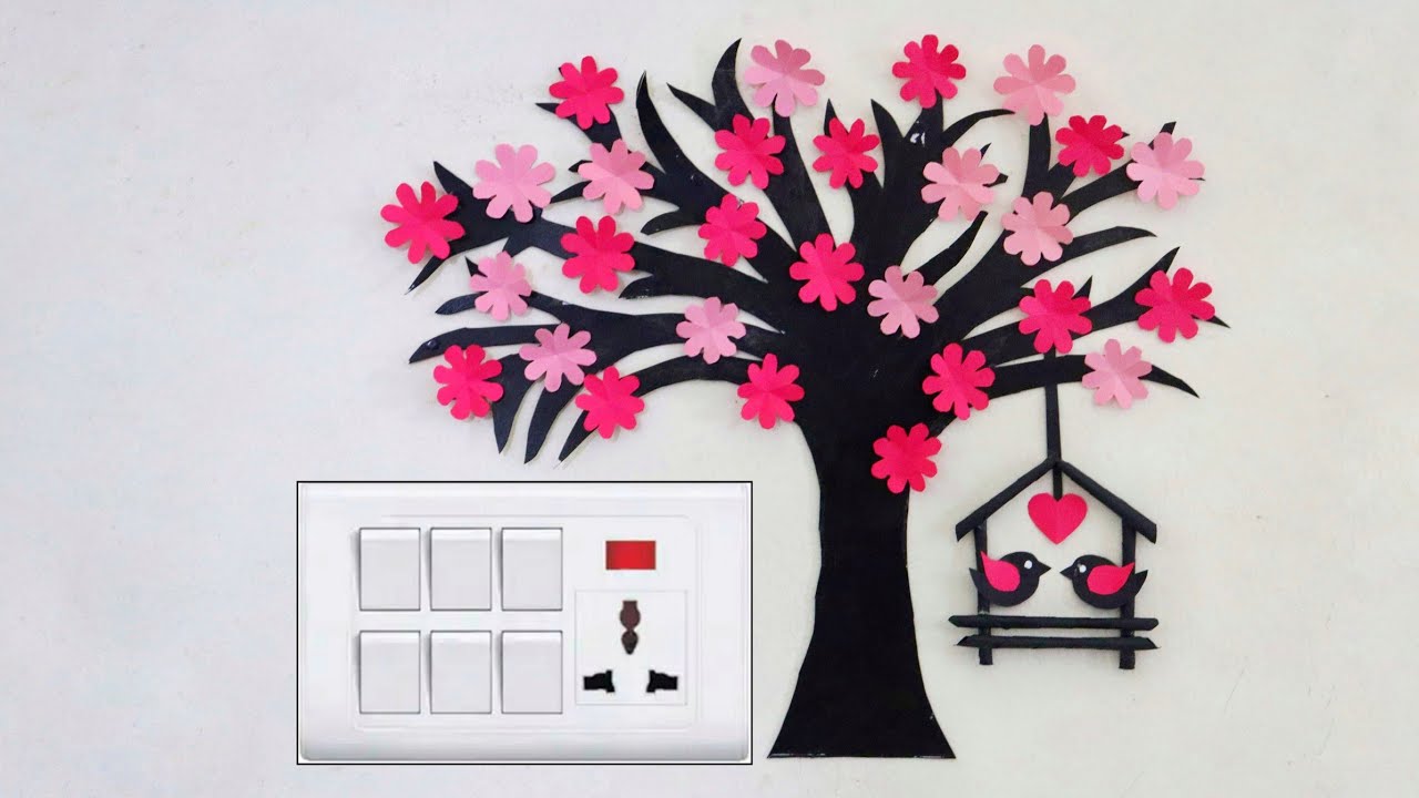 Diy Wall Hanging Craft Ideas | Tree Wall Decor Ideas | Love Birds Wall Hanging @PunekarSneha ...