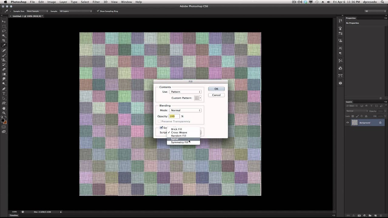 Photoshop CS6 FIll Scripted Patterns