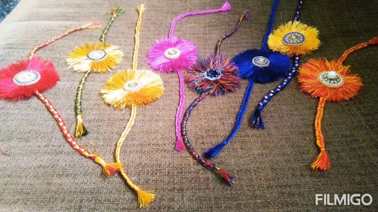 Silk Thread Rakis Home made silk thread rakhi//DIY//rakshabandhan2020 - YouTube