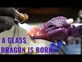 Glassblowing: DRAGON on a GLASS EGG