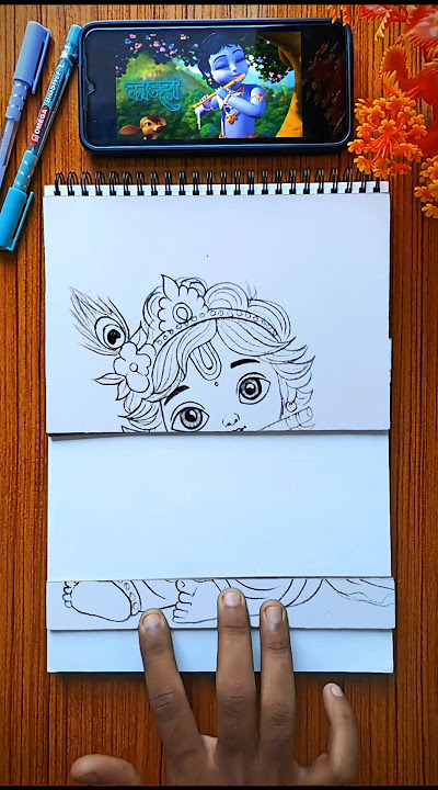 little Krishna Drawing Transition ,, ✨#shorts #art .