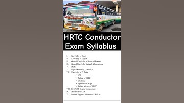 HRTC Conductor Exam Syllablus 👌👌
