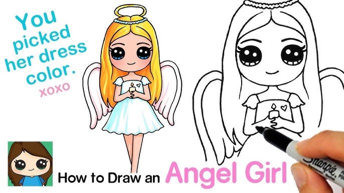 How to Draw an Angel Cute Girl | New - YouTube