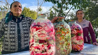 Preparing Canned Vegetables for the Winter and Cooking a Rich Borsch in the Rural Village