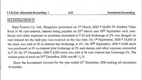 Investment Accounting || Prob No-2 || TYBCOM SEM-V || Advanced Accounting-I || Topic No-4 || SPPU ||