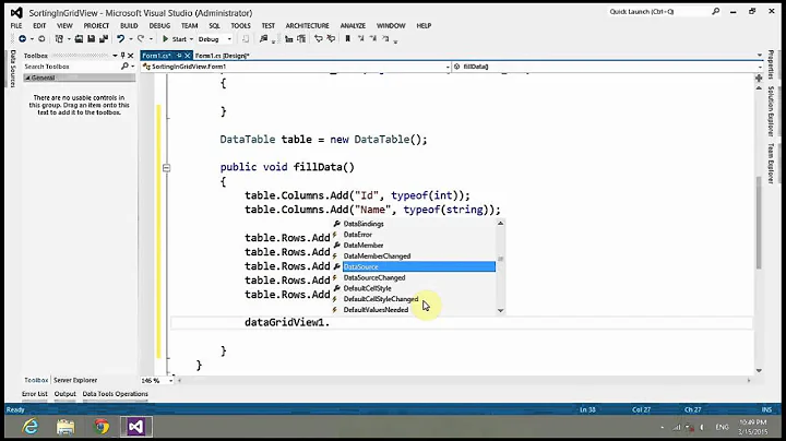 Sort Data in DataTable and GridView