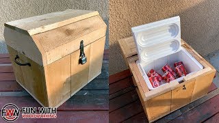 How to Build a Pirate Treasure Chest Cooler Box with a secret compartment!!