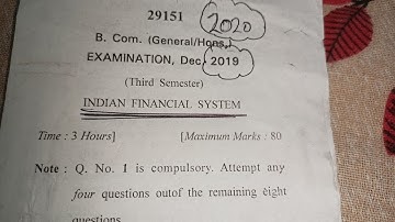 Indian Financial System Question Paper 2020-21, Question Paper of IFS,  Important Question Of IFS