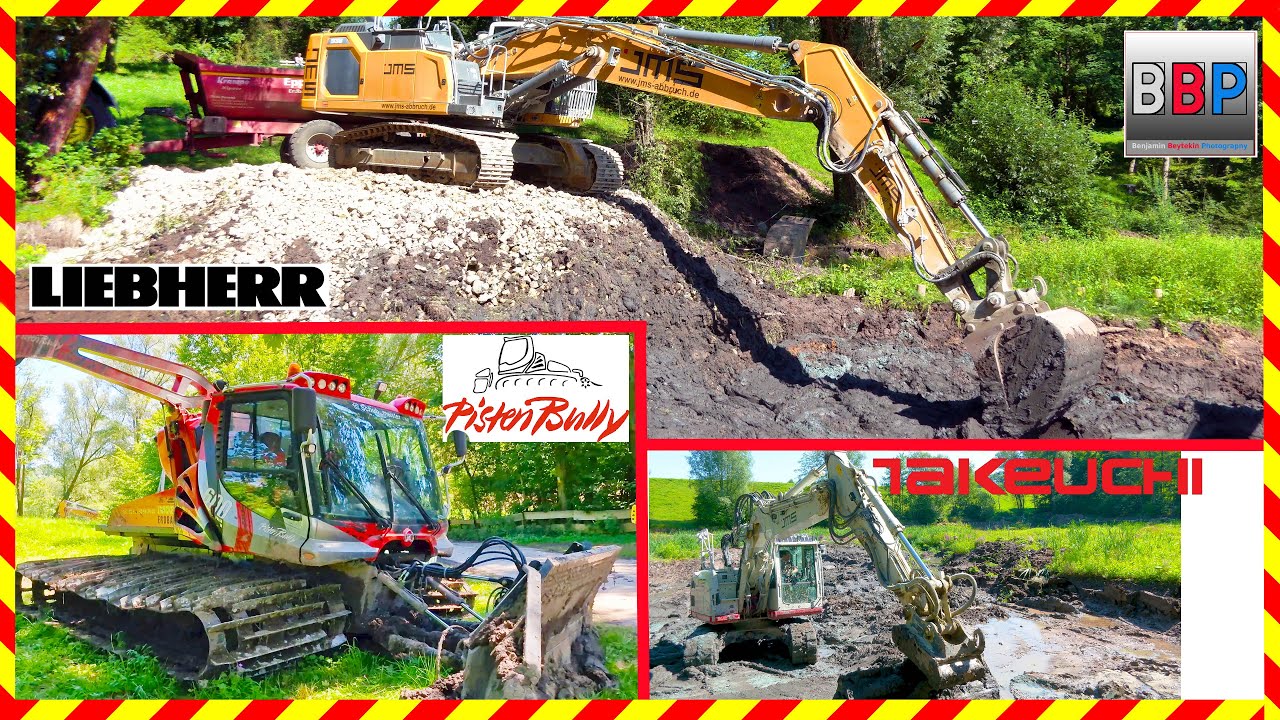 👷 Liebherr R 938, Takeuchi TB 2150 R - Entschlammung Lehenbachstausee Winterbach, 2025. Teil 4