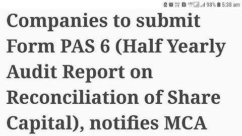 MCA notifies Form PAS-6 Reconciliation of Share Capital Audit Report, Demetralised Shares