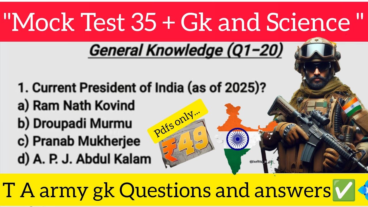 Top 30 T A army Gk questions and Answers || General knowledge and Science Mock test || 2026 || 