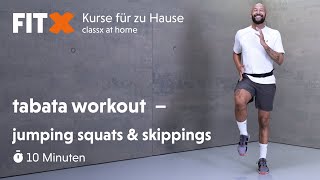 Tabata Workout - Jumping Squats Skippings 10 Min Fitx-Kurse Für Zu Hause Classx At Home