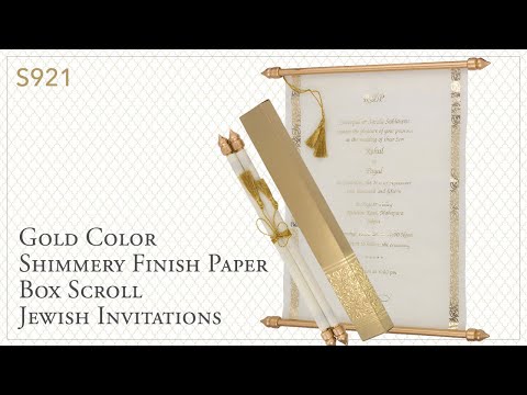 S865, Gold Color, Shimmery Finish Paper, Scroll Invitations