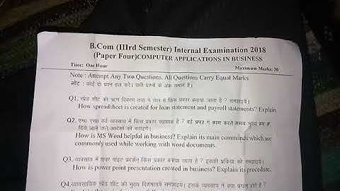 B.com 3rd semester (computer application in business paper) dav College Dehradun