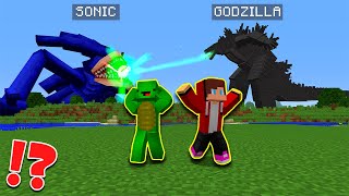 JJ and Mikey in SONIC vs GODZILLA in Minecraft / Maizen Minecraft #maizen #minecraft