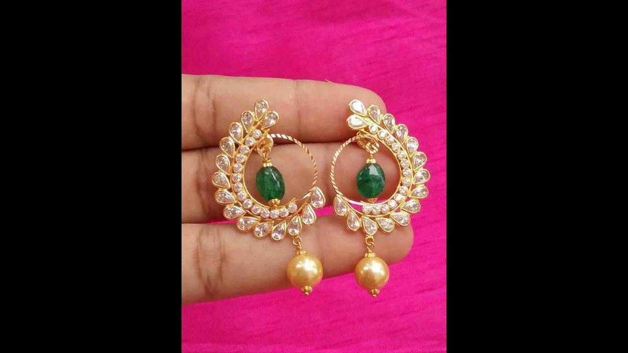 Gold Plated Long Chandbali Earrings in Silver Set with Navratna Colors