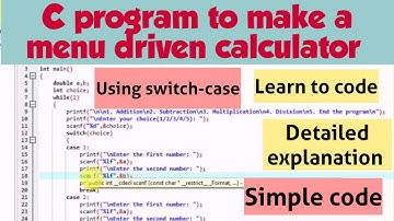 C program to make a menu driven calculator using switch case| C program for a calculator