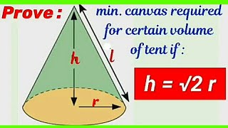Prove that h = √2 r  ( maths Olympiad)