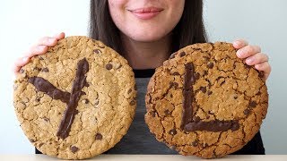 We're getting a bit silly up in here today with these giant yanny- and
laurel-themed chocolate chip cookies. so, are you team yanny, laurel
or both...