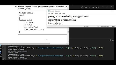 program penggunaan operator aritmatika c++ | algorithma