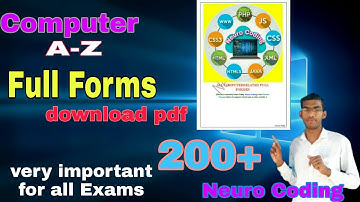 200 Important full forms of Computer ll Computer के 200 महत्वपूर्ण full forms ll neuro Coding