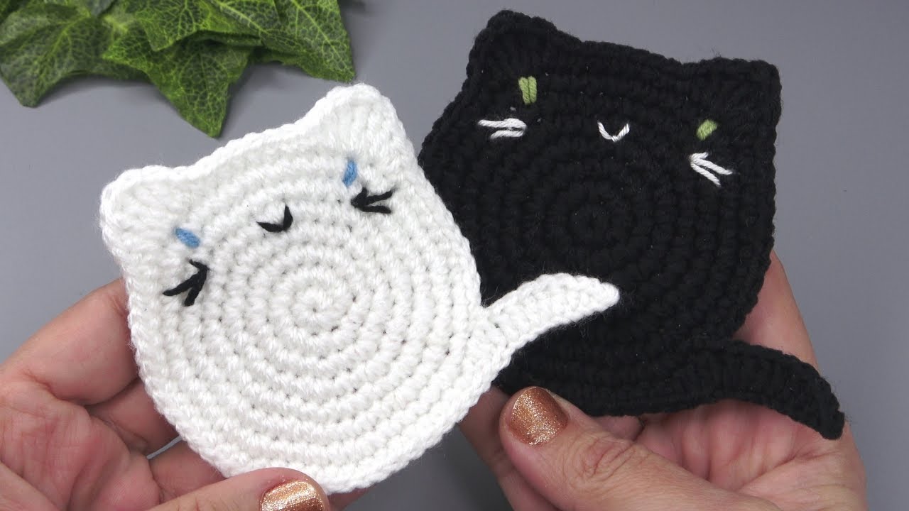 Crochet Cat Coaster Super Easy YouTube