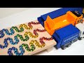 マーブルランレースASMR☆HABAスロープ、ダンプトラック　三連ダンプトラック2　電車も出て来る