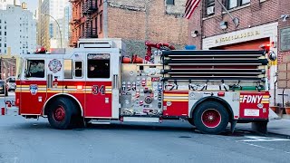 FDNY ENGINE 34 RESPONDING FROM QUARTERS ON WEST 38TH STREET IN HELL’S KITCHEN, MANHATTAN, NEW YORK.