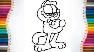 How to Paint Garfield Coloring Page | Painting for Kids, Toddlers - 4K 60FPS