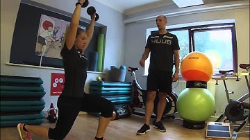 Reverse lunge curl & press