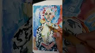Master study of Matisse's Portrait in Watercolor on Silk Paper