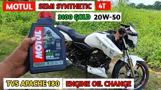 TVS Apache RTR 180 Engine Oil Change after Only 300km | Motul 4T 20w50 Engine Oil | Apache RTR 180