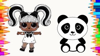 Drawing and Coloring Panda and doll LOL surprise doll makeover series hairgoals for kids