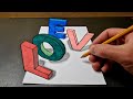 How To Draw A 3d "LOVE" - Awesome Trick Art 😯