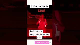 Shooting star rollerblading man sings bad company 80s Rock song #rockstarenergy