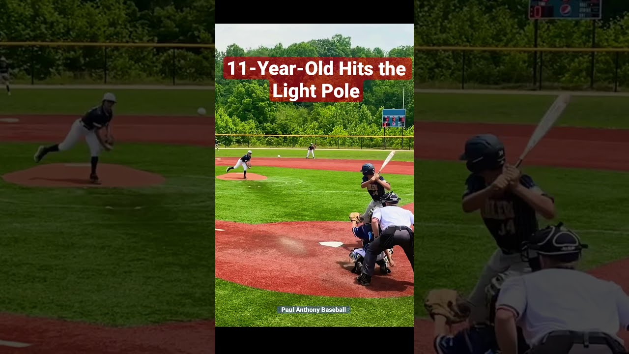 OFF THE LIGHT POLE 11U Homerun Off The Light Pole In Center Field What A Shot Baseball Shorts