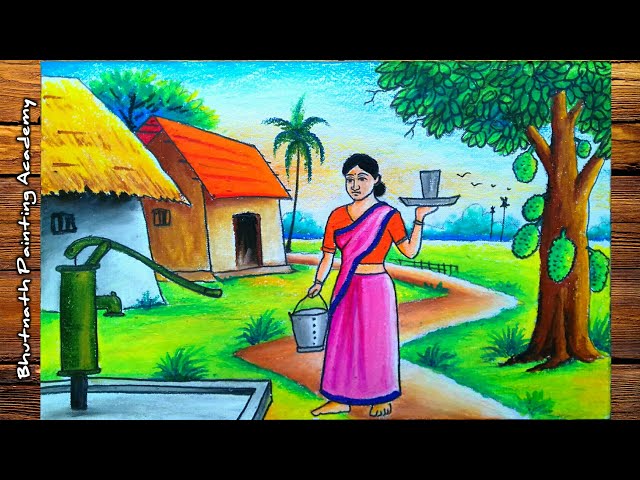 Beautiful Indian village girl drawing painting | drawing and painting -  YouTube