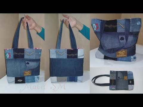 DIY Bolso reutilizando bolsillos de jeans - YouTube