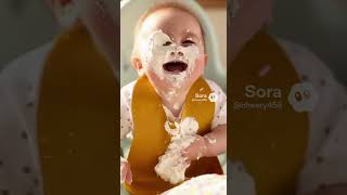 Funny Puppy Licks Cake Off Babys Face Adorable Giggles ,